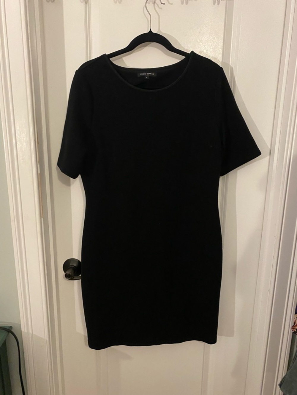 Mario Serrani Black Short Sleeve Mini Sheath Dress
